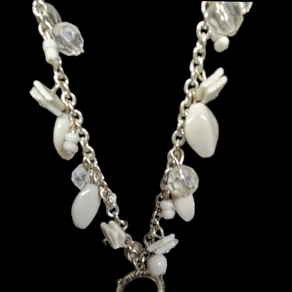 Silver and white statement necklace beads and lots of detail. - Picture 4 of 7